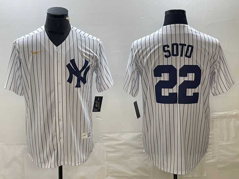 Men%27s New York Yankees #22 Juan Soto White Throwback Stitched MLB Cool Base Nike Jersey->new york yankees->MLB Jersey